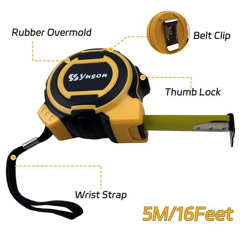 Tape Measure 16FT/5M Double Sided, Retractable Measuring Tape with Manual Lock, Rubber Casing, Nylon Coated Blade, 1/32in & 1mm Precision for Professional Surveyors Engineers Electricians in Saudi Arabia