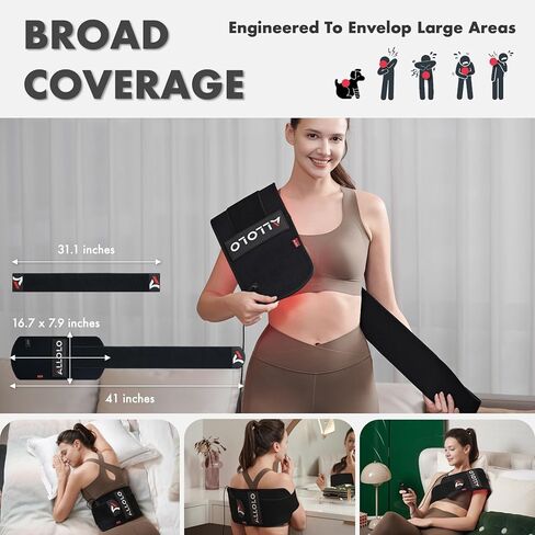 ALLOLO Red Light Therapy for Body, 3-in-1 LEDs Red Light Therapy Belt with Timer Remote Control, 660nm&850nm Infrared Light Therapy Pad for Body Waist Shoulder Knee, 112pcs LED 16.7"*7.9" Large Area in Saudi Arabia