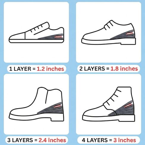 Height Increase Insoles for Mens Shoes (1 to 3 inch Boost) Adjustable 4 Layer Height Boost Heel Inserts in Kuwait