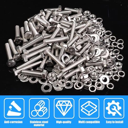 240PCS / Box External Hex Screws Nuts Set Stainless Steel Screws Kit M4-M5 DIY Home Furniture Fasteners Sets in Saudi Arabia