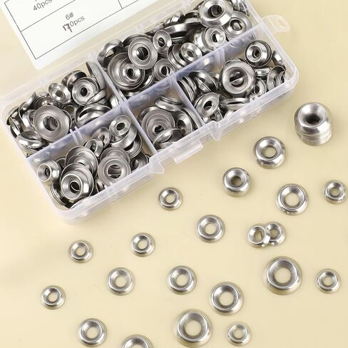 300 Pcs Stainless Steel Countersunk Finish Washers Set,Assortment of #6#8#10#12,304 Stainless Steel Cup Washers,Perfect for DIY,Repairs,and Construction in Saudi Arabia