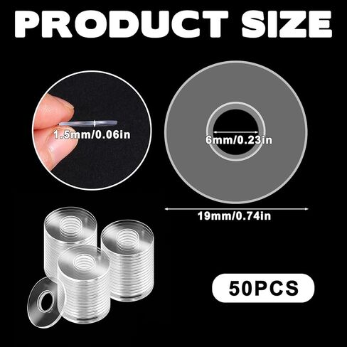 50 Pcs Clear Plastic Washers Flat, 3/4 Inch Clear Vinyl Replacement Washers Flat for Shower Door Handle Nylon Washer Gasket for Glass Shower Door Handle Towel Bars Standoff Cap Assemblies in Saudi Arabia