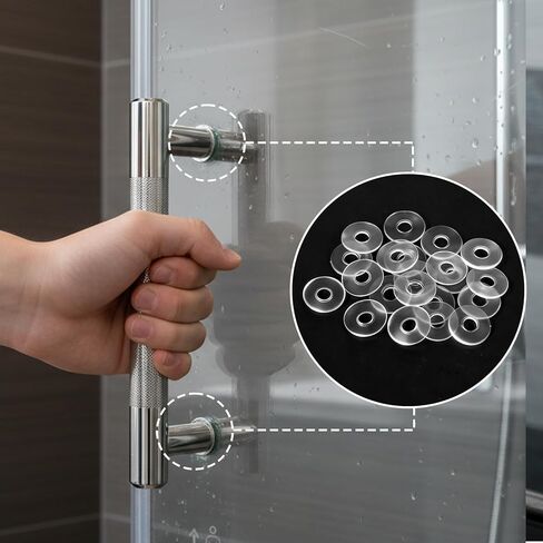 50 Pcs Clear Plastic Washers Flat, 3/4 Inch Clear Vinyl Replacement Washers Flat for Shower Door Handle Nylon Washer Gasket for Glass Shower Door Handle Towel Bars Standoff Cap Assemblies in Saudi Arabia