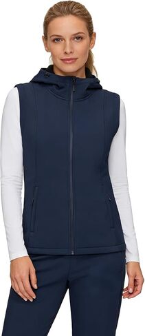 GGleaf Women's Hooded Softshell Vest Fleece Lined Windproof Zip Up Sleeveless Jacket Lightweight Coat for Running in Kuwait