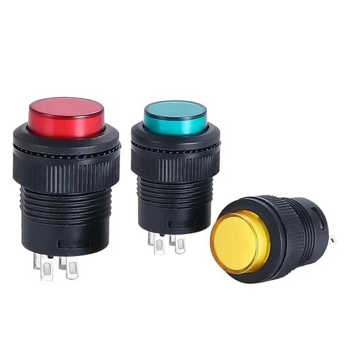 5/10 قطعة مفتاح زر ضغط، قفل ذاتي 16 مم/لحظي مع إضاءة LED 5 ألوان 4Pin R16-503/AD R16-503/BD (بدون LED أصفر، 5 قطع، قفل) in Kuwait