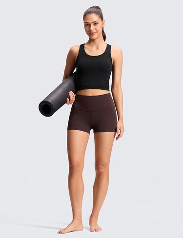 CRZ YOGA Butterluxe Biker Shorts 2.5"- High Waisted Yoga Workout Spandex Womens Running Volleyball Booty Hot Fudge Brown Small in Saudi Arabia