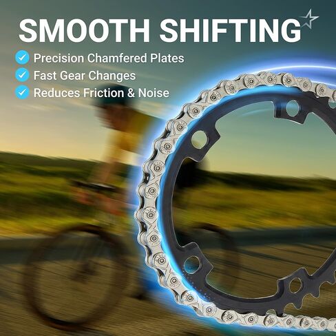 سلسلة دراجة بلو ستارز 11 سرعة 1/2 × 11/128 بوصة (116 وصلة) مع رابط سريع - سلسلة دراجات مضادة للصدأ - لدراجات MTB/الطرق/الحصى/Cyclocross - متوافقة مع Shimano SRAM Campagnolo in Kuwait
