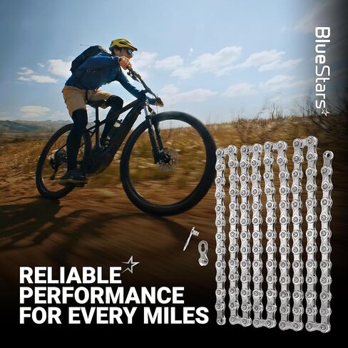 سلسلة دراجة بلو ستارز 11 سرعة 1/2 × 11/128 بوصة (116 وصلة) مع رابط سريع - سلسلة دراجات مضادة للصدأ - لدراجات MTB/الطرق/الحصى/Cyclocross - متوافقة مع Shimano SRAM Campagnolo in Kuwait