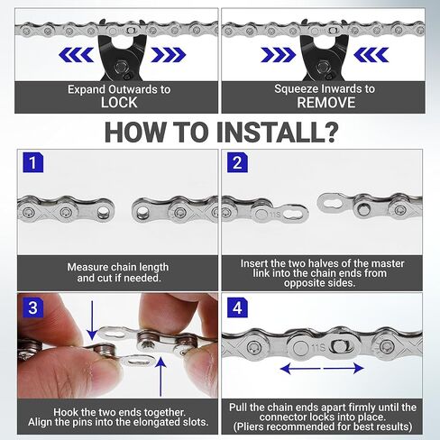 سلسلة دراجة بلو ستارز 11 سرعة 1/2 × 11/128 بوصة (116 وصلة) مع رابط سريع - سلسلة دراجات مضادة للصدأ - لدراجات MTB/الطرق/الحصى/Cyclocross - متوافقة مع Shimano SRAM Campagnolo in Kuwait