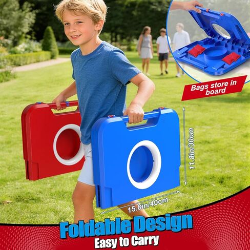 TERRAMUS Light-Up Cornhole Board Set, Corn hole Sets with Sound Effects, 2 Foldable Boards & 8 Bean Bags, Portable Outdoor Toss game, Backyard Party Camping Toys Gifts for Kids,Teens,Family,Ages 6-12+ in Kuwait