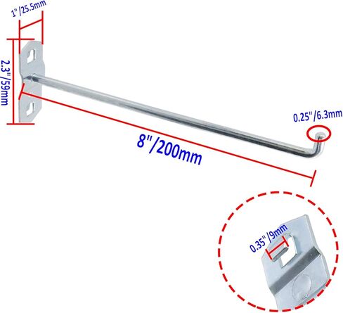 Pegboard Hooks Heavy Duty Metal Steel 3/8" Square Hole Peg Hooks Suitbale for 1.5" Spaced Pegboards Garage Wall Hooks for Organizing Tools in Home or Garage 8" Long - 6pcs in Saudi Arabia