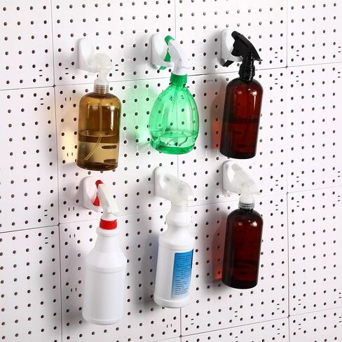 6 قطع من Novabright حامل خطافات زجاجات الرش Pegboard، خطاف تعليق زجاجة الرش، ملحقات منظم Pegboard، منظم أدوات خطافات Pegboard للجراج، ورشة العمل، المطبخ (أبيض) in Saudi Arabia