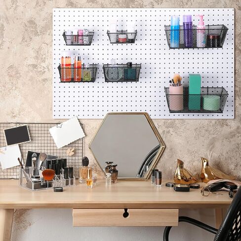 Pegboard Baskets Wall Mount Wire Peg Board Baskets 3 Sizes Pegboard Accessories Slatwall Bins Basket Home Garage Pegboard Hanging Organizer for Tools and Craft (Black, 6 Pcs) in Saudi Arabia
