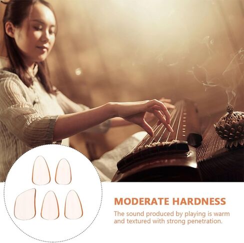 VICASKY 5pcs Large Orange Guzheng Finger Nails Guzheng Practice Fake Nails Instrument Protectors for Beginners and Performance in Kuwait