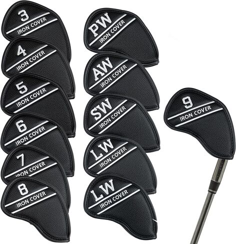 Synthetic Leather Golf Iron Covers, 12 Pack, Golf Wedge Covers, Iron Covers for Golf Clubs, Hampton Distribution in Kuwait