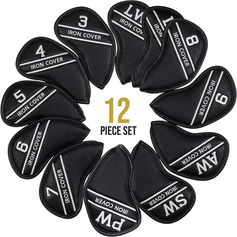 Synthetic Leather Golf Iron Covers, 12 Pack, Golf Wedge Covers, Iron Covers for Golf Clubs, Hampton Distribution in Kuwait