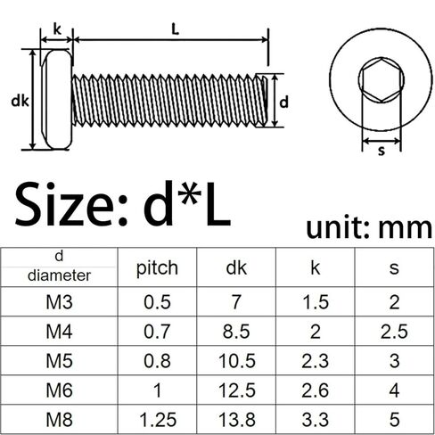 Black 304 Stainless Steel M3 M4 4/5/6-30mm Hexagon Hex Socket Hypotenuse Flat Head Screw Bolt 50Pcs(25mm,M4 (50pcs)) in Saudi Arabia