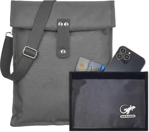 Faraday Bag RFID Signal Blocking for Tablets & Phones | Anti Theft Travel Pouch with Magnetic Closure | RFID Blocking Sleeves for Passport & Devices | Nylon Crossbody EMP Shield Bag in Kuwait