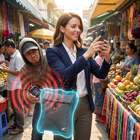 Faraday Bag RFID Signal Blocking for Tablets & Phones | Anti Theft Travel Pouch with Magnetic Closure | RFID Blocking Sleeves for Passport & Devices | Nylon Crossbody EMP Shield Bag in Kuwait