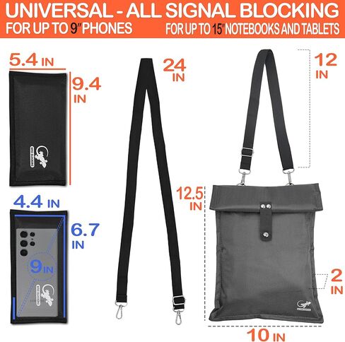 Faraday Bag RFID Signal Blocking for Tablets & Phones | Anti Theft Travel Pouch with Magnetic Closure | RFID Blocking Sleeves for Passport & Devices | Nylon Crossbody EMP Shield Bag in Kuwait