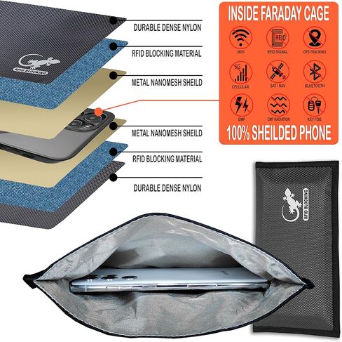 Faraday Bag RFID Signal Blocking for Tablets & Phones | Anti Theft Travel Pouch with Magnetic Closure | RFID Blocking Sleeves for Passport & Devices | Nylon Crossbody EMP Shield Bag in Kuwait