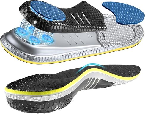 Heavy Duty Pain Relief Insoles, 220+ lbs, Arch Support, Flat Feet Orthotic Insert for Plantar Fasciitis, Flat Feet, Pronation and Heel Pain, Custom Insole, Unisex. (Black, Men 9-9.5|Women 10-10.5) in Saudi Arabia