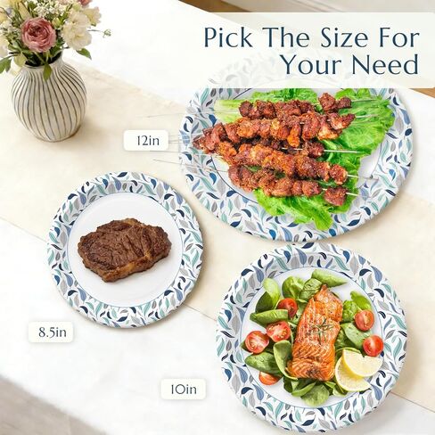 OuMuaMua 8.5 Inch Paper Plates, 300 Count Heavy Duty Disposable Plates, Soak Proof & Cut Resistant, Microwave Safe, Bulk Plates for Everyday Meals, Lunch & Family Use in Saudi Arabia