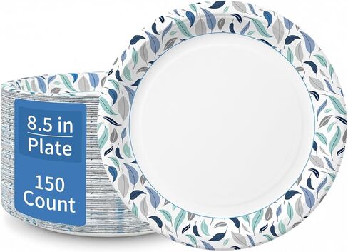 OuMuaMua 8.5 Inch Paper Plates, 300 Count Heavy Duty Disposable Plates, Soak Proof & Cut Resistant, Microwave Safe, Bulk Plates for Everyday Meals, Lunch & Family Use in Saudi Arabia