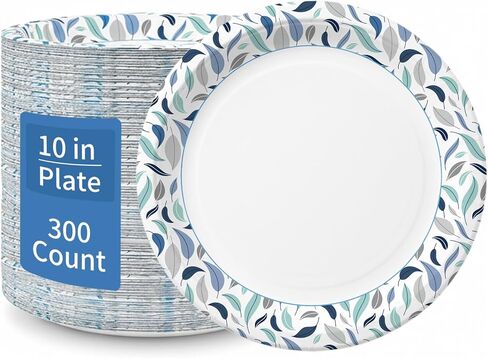 OuMuaMua 8.5 Inch Paper Plates, 300 Count Heavy Duty Disposable Plates, Soak Proof & Cut Resistant, Microwave Safe, Bulk Plates for Everyday Meals, Lunch & Family Use in Saudi Arabia