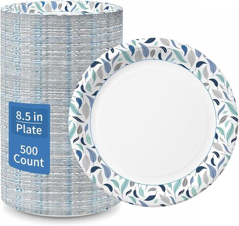 OuMuaMua 8.5 Inch Paper Plates, 300 Count Heavy Duty Disposable Plates, Soak Proof & Cut Resistant, Microwave Safe, Bulk Plates for Everyday Meals, Lunch & Family Use in Saudi Arabia