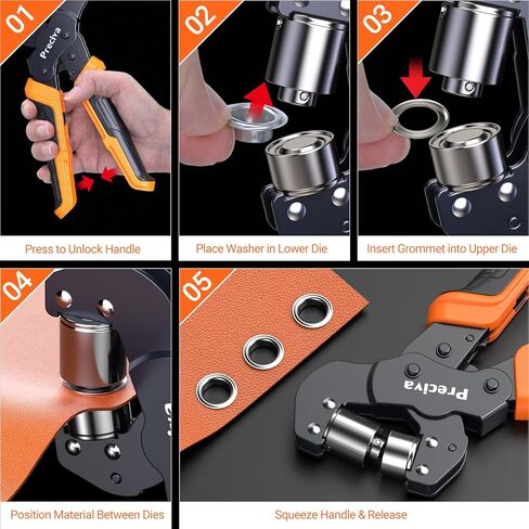 Grommet Tool Kit with Quick-Change Jaws- 3/8" Handheld Eyelet Kit, 300Pcs Gold/Silver Grommets, Ratchet Pliers, No Screwdriver for Jaw Swap, Sturdy Punch for Fabric Tarpaulin Canvas PVC Banners in Kuwait