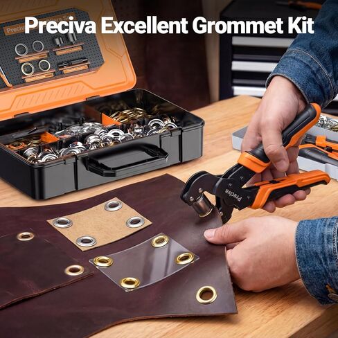 Grommet Tool Kit with Quick-Change Jaws- 3/8" Handheld Eyelet Kit, 300Pcs Gold/Silver Grommets, Ratchet Pliers, No Screwdriver for Jaw Swap, Sturdy Punch for Fabric Tarpaulin Canvas PVC Banners in Kuwait