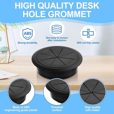 2 Pcs Desk Grommet 3.5" (90 mm), Flexible Cable Management Detachable Cable Cord Organizer ABS Plastic Grommet Hole Cover Desk Hole Cover for Office Home Table Through Countertop Wire Cables in Kuwait