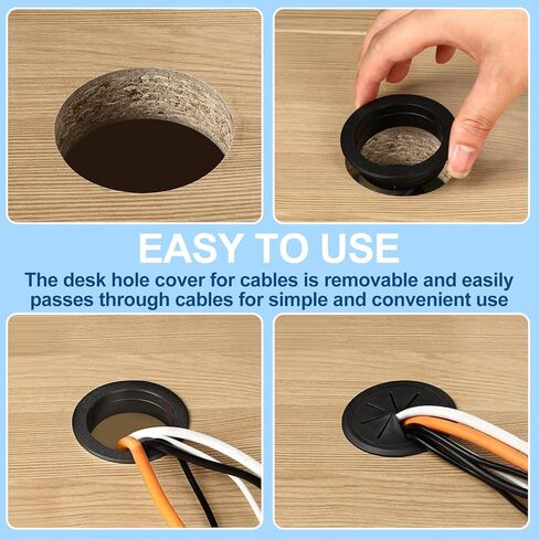 2 Pcs Desk Grommet 3.5" (90 mm), Flexible Cable Management Detachable Cable Cord Organizer ABS Plastic Grommet Hole Cover Desk Hole Cover for Office Home Table Through Countertop Wire Cables in Kuwait