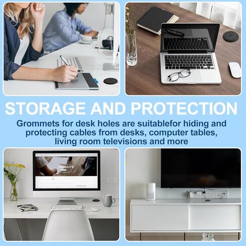 2 Pcs Desk Grommet 3.5" (90 mm), Flexible Cable Management Detachable Cable Cord Organizer ABS Plastic Grommet Hole Cover Desk Hole Cover for Office Home Table Through Countertop Wire Cables in Kuwait