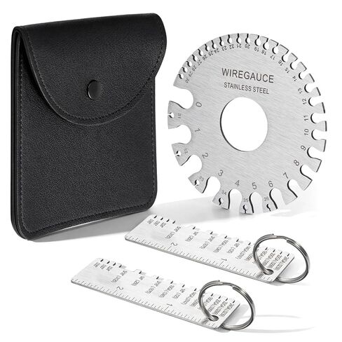 3-Pack Stainless Steel Metal Gauge Thickness Tool Set, Round Dual-Sided Wire Gauge & Sheet Metal Thickness Gauges with Leather Storage Bag, Welding & Metalworking Measurement Tools in Saudi Arabia