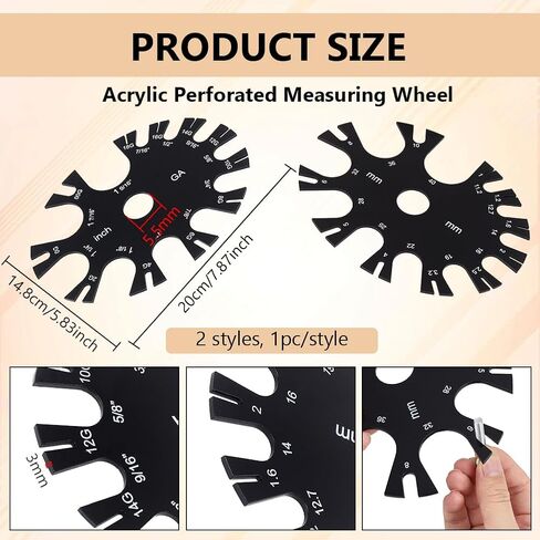 عجلة قياس أكريليك مكونة من قطعتين من BENECREAT، أداة ثقب مجوهرات الجسم مع مخطط قياس 18G-1 9/16 بوصة (1.0 مم -40 مم) مم وبوصة للثاقبين وعشاق التمدد in Kuwait