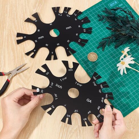 عجلة قياس أكريليك مكونة من قطعتين من BENECREAT، أداة ثقب مجوهرات الجسم مع مخطط قياس 18G-1 9/16 بوصة (1.0 مم -40 مم) مم وبوصة للثاقبين وعشاق التمدد in Kuwait