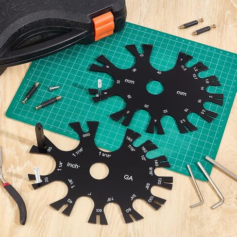 عجلة قياس أكريليك مكونة من قطعتين من BENECREAT، أداة ثقب مجوهرات الجسم مع مخطط قياس 18G-1 9/16 بوصة (1.0 مم -40 مم) مم وبوصة للثاقبين وعشاق التمدد in Kuwait