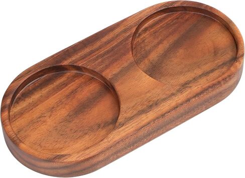 VanlonPro Salt and Pepper Mill Tray, Acacia Wood Tray, Pepper Mill Holder & Rest (Inner Dia 2.5 Inch) fit Many Mills & Shakers, Salt & Pepper Grinder Accessories, Kitchen Storage Holder… in Saudi Arabia