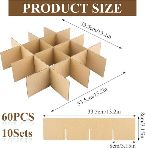 10 Set Moving Box Divider Kits, 13 x 13 x 3Inch Shipping Protective Cardboard Packing Dividers for Glassware Fruit Separation, Moving Kitchen Packing Supplies(Box Not Included) in Kuwait
