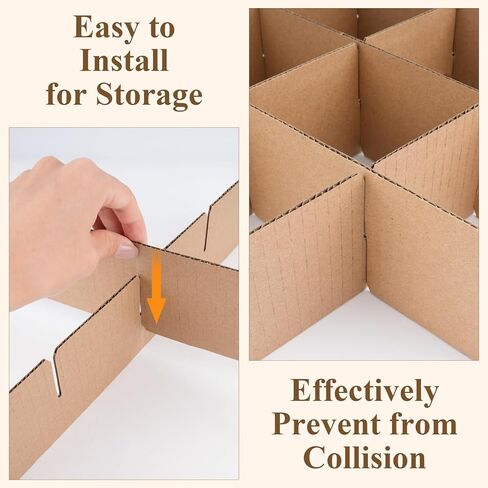 10 Set Moving Box Divider Kits, 13 x 13 x 3Inch Shipping Protective Cardboard Packing Dividers for Glassware Fruit Separation, Moving Kitchen Packing Supplies(Box Not Included) in Kuwait