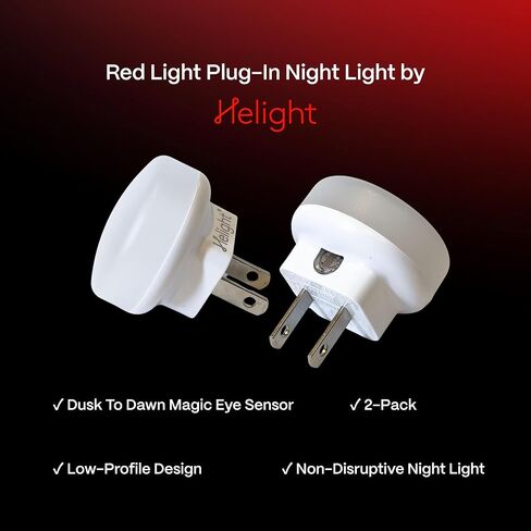 Helight Red Night Light Plug-in 2 Pack – 630nm Red Light for Sleep & Bedroom Use to Support Deep Relaxation- Dim Plug-in Night Lamp with Automatic Dusk to Dawn Magic Eye Sensor in Saudi Arabia