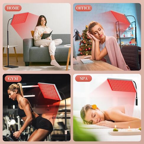 Red Light Therapy for Body and Face, Infrared Light Therapy Lamp 660nm Red Light and 850nm NIR LED Panel Light with Adjustable Stand, Infrared Redlight Therapy Device for Body Use at Home/Office/Gym in Kuwait