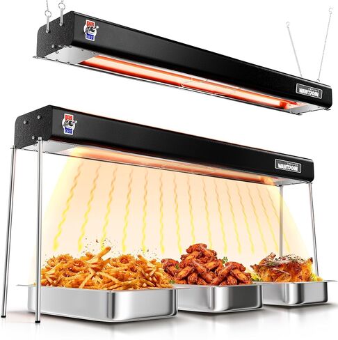 WantJoin Food Heat Lamp - 36 Inch Commercial Hanging Heating Lamp for Food Warming 500W Electric Strip Heater with Warm Lights for Service Cafeteria Restaurant Kitchen in Saudi Arabia
