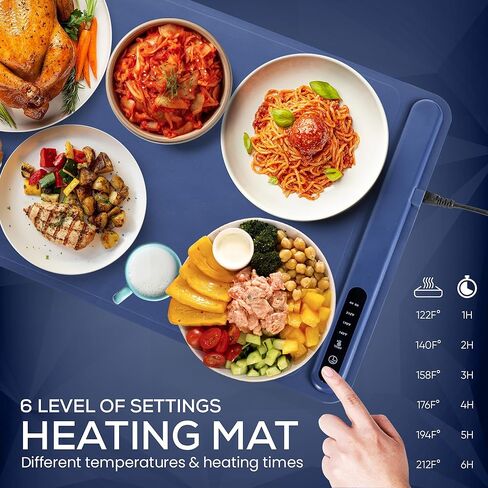 حصيرة تسخين الطعام القابلة للطي من Cosy Chef's Kitchen مع تسخين سطحي كامل في 10 ثوانٍ - وسادة تسخين محمولة مع 6 مستويات درجة حرارة قابلة للتعديل ومؤقت 6 ساعات للبوفيه، والحفلات، والتجمع، والاستخدام اليومي | 24 بوصة × 16 بوصة in Saudi Arabia