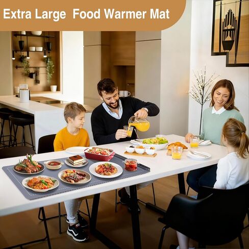 حصيرة تسخين الطعام، حصيرة تسخين الطعام كبيرة جدًا 91.44 سم × 40.64 سم، 580 وات، وسادة تسخين طعام محمولة، صواني تسخين لحفلات البوفيهات، سطح الطاولة، حصيرة تسخين سيليكون كهربائية 6 إعدادات لدرجة الحرارة ومؤقت 6 ساعات in Kuwait