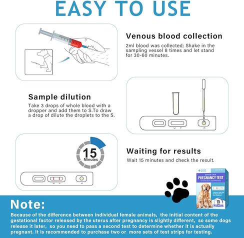مجموعة اختبار حمل الكلاب، استخدام منزلي بسيط، شرائط اختبار يمكن التخلص منها للكلاب والقطط، غير ضارة للحيوانات الأليفة، شرائط حمل الحيوانات الأليفة سريعة ودقيقة، النتائج في دقائق in Kuwait