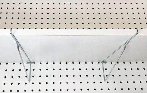 Hillman Brand Metal 12 Inch Mega All Metal Peg Hook Shelf Brackets, Garage organizer Hanger fits 1/8" to 1/4" Pegboard & Slatwall, Compatible with Standard Shelving Units or Boards, USA Made (6 Pack) in Kuwait
