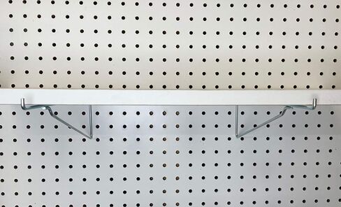 Hillman Brand Metal 12 Inch Mega All Metal Peg Hook Shelf Brackets, Garage organizer Hanger fits 1/8" to 1/4" Pegboard & Slatwall, Compatible with Standard Shelving Units or Boards, USA Made (6 Pack) in Kuwait